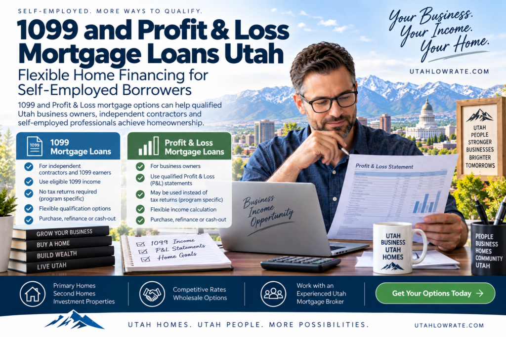 1099 and Profit and Loss mortgage options for Utah self-employed borrowers