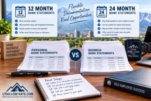 12-month vs 24-month bank statement mortgage options for self-employed Utah borrowers