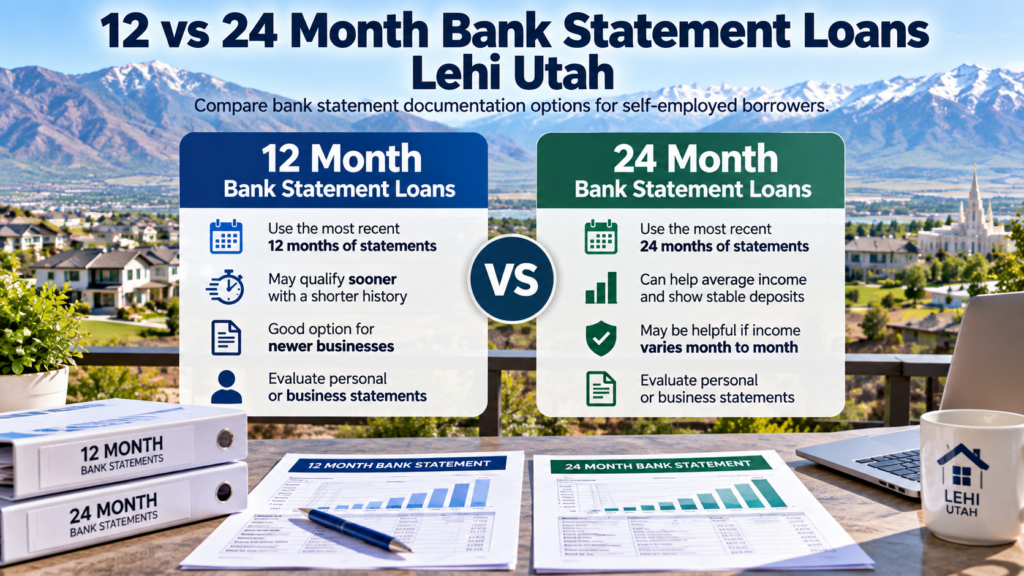 12 vs 24 month bank statement loans Lehi Utah