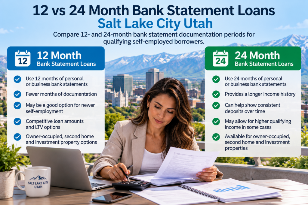 12 vs 24 month bank statement loans Salt Lake City Utah