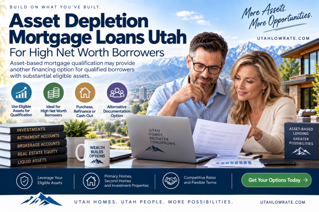 Asset depletion mortgage loans in Utah for qualified borrowers with substantial assets