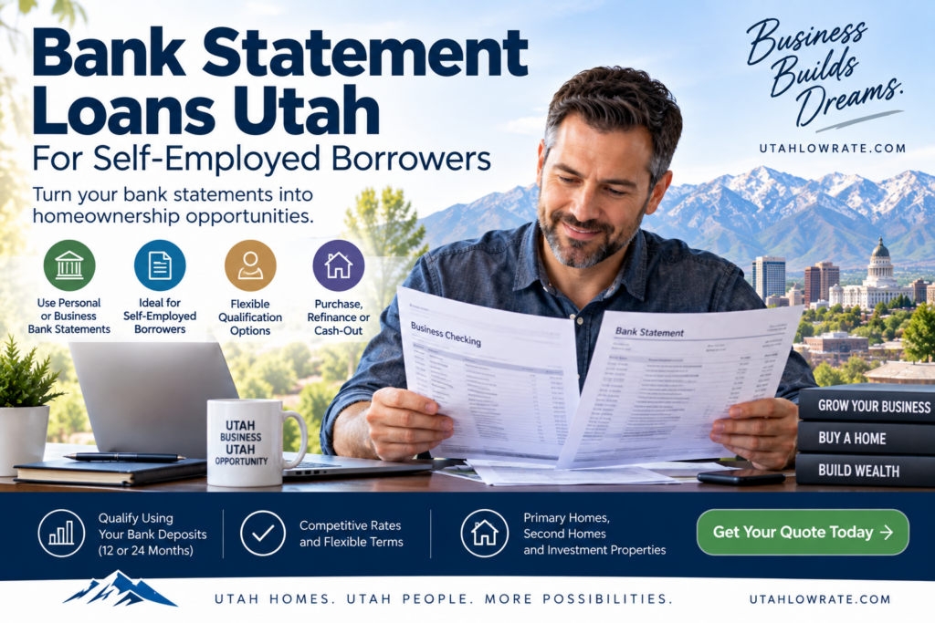 Bank statement mortgage loans in Utah for self-employed borrowers