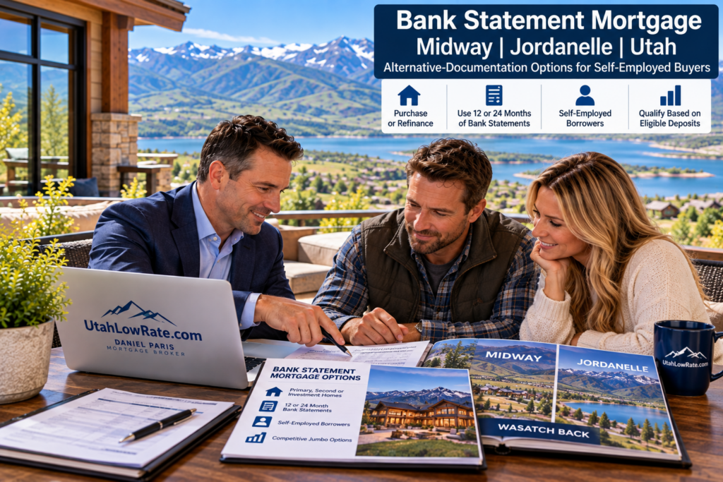 bank statement mortgage Midway Jordanelle Utah self-employed buyers