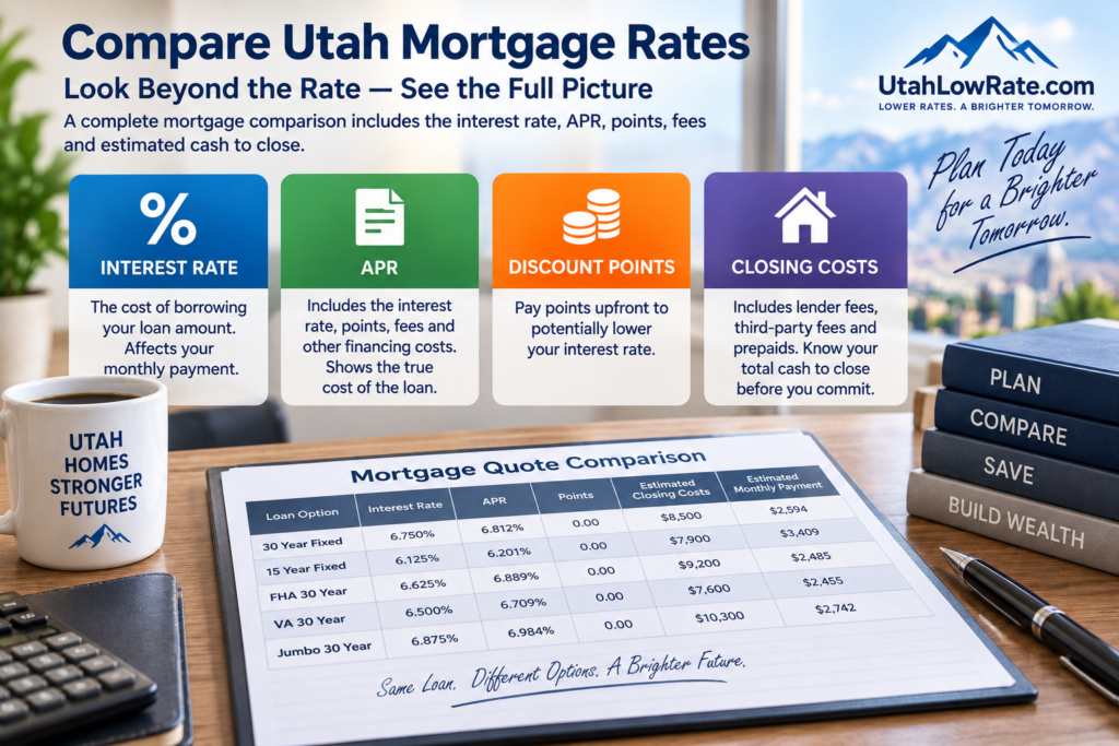 Compare Utah mortgage rates APR and discount points