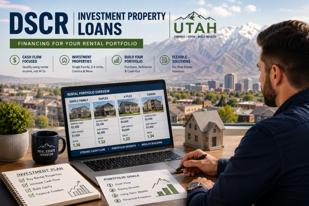 Utah real estate investor reviewing multiple rental properties for DSCR investment property financing