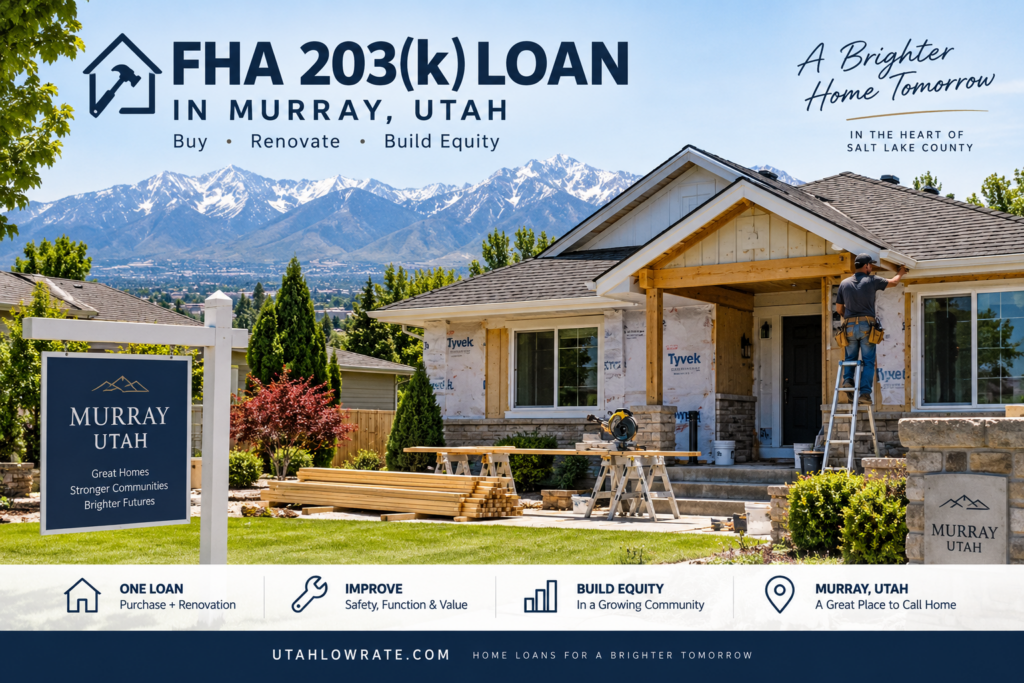 FHA 203k loan Murray Utah for home purchase and renovation financing