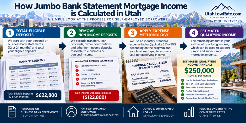how bank statement mortgage income is calculated in Utah