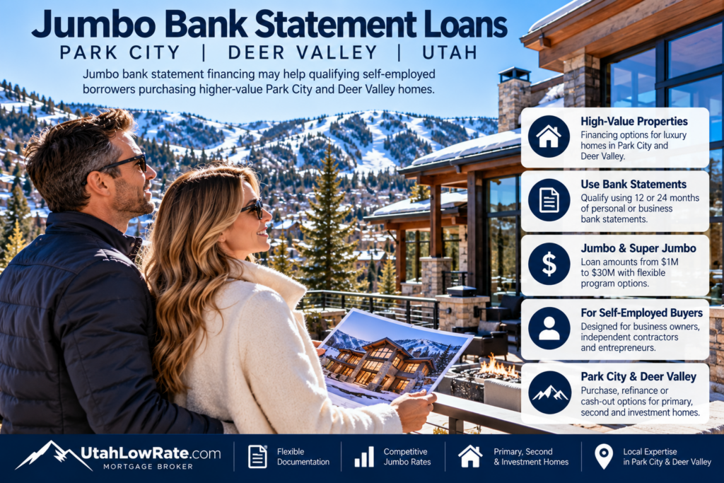 jumbo bank statement loans Park City Deer Valley Utah