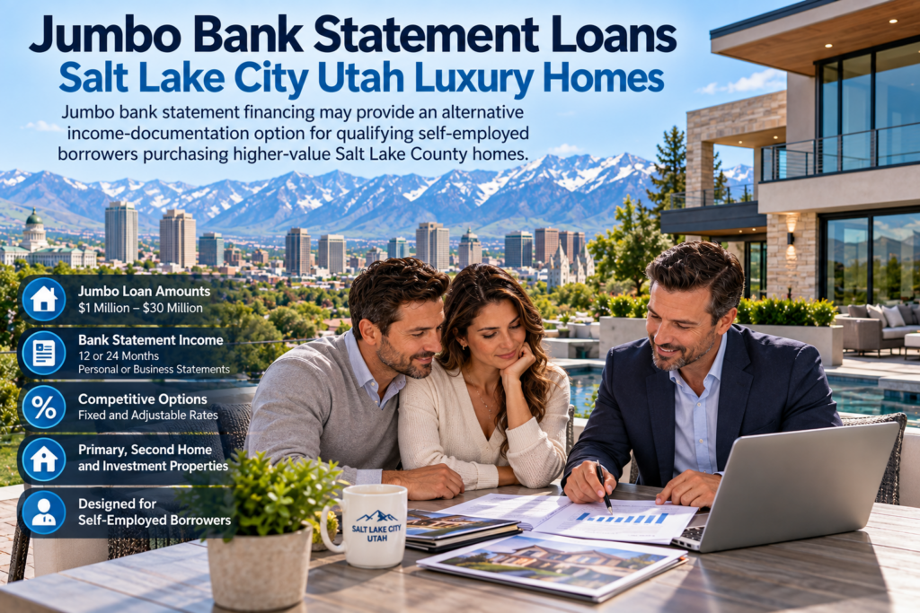 jumbo bank statement loans Salt Lake City Utah luxury homes