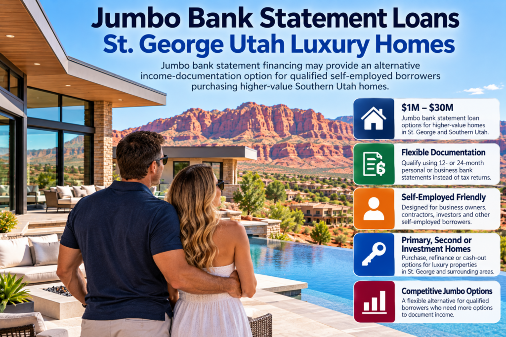 jumbo bank statement loans St. George Utah luxury homes