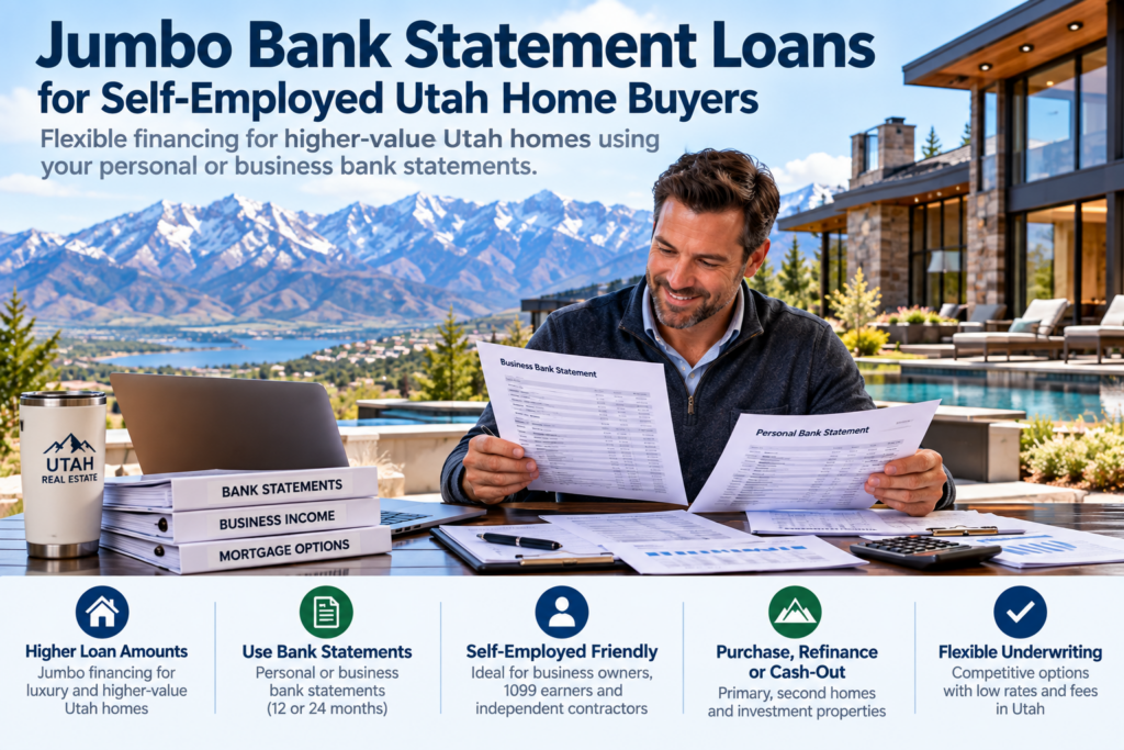 Jumbo bank statement loans for self-employed Utah home buyers