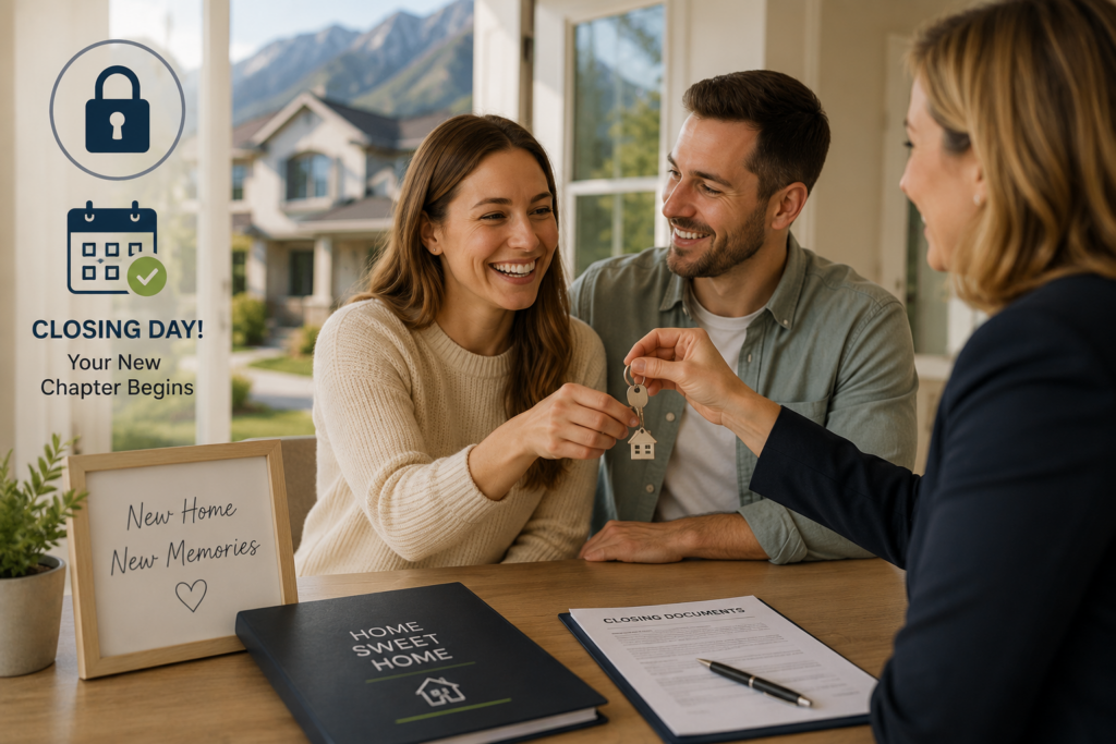 Utah homebuyer receiving house keys after discussing a mortgage rate lock