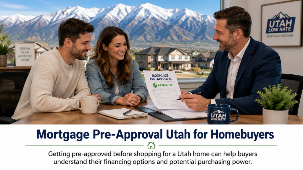 Utah homebuyers reviewing a mortgage pre approval before purchasing a home