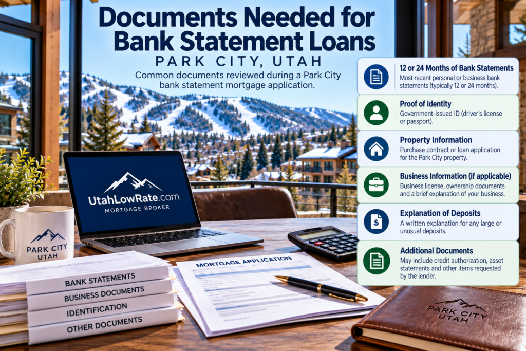 documents needed for bank statement loans Park City Utah