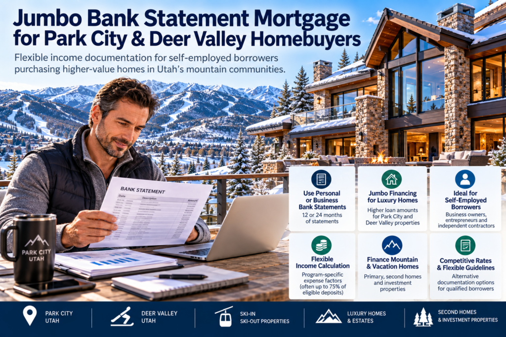 Park City jumbo bank statement mortgage self-employed luxury home buyers