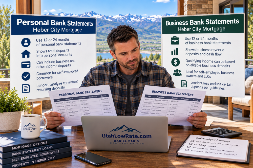 personal vs business bank statements for Heber City mortgage