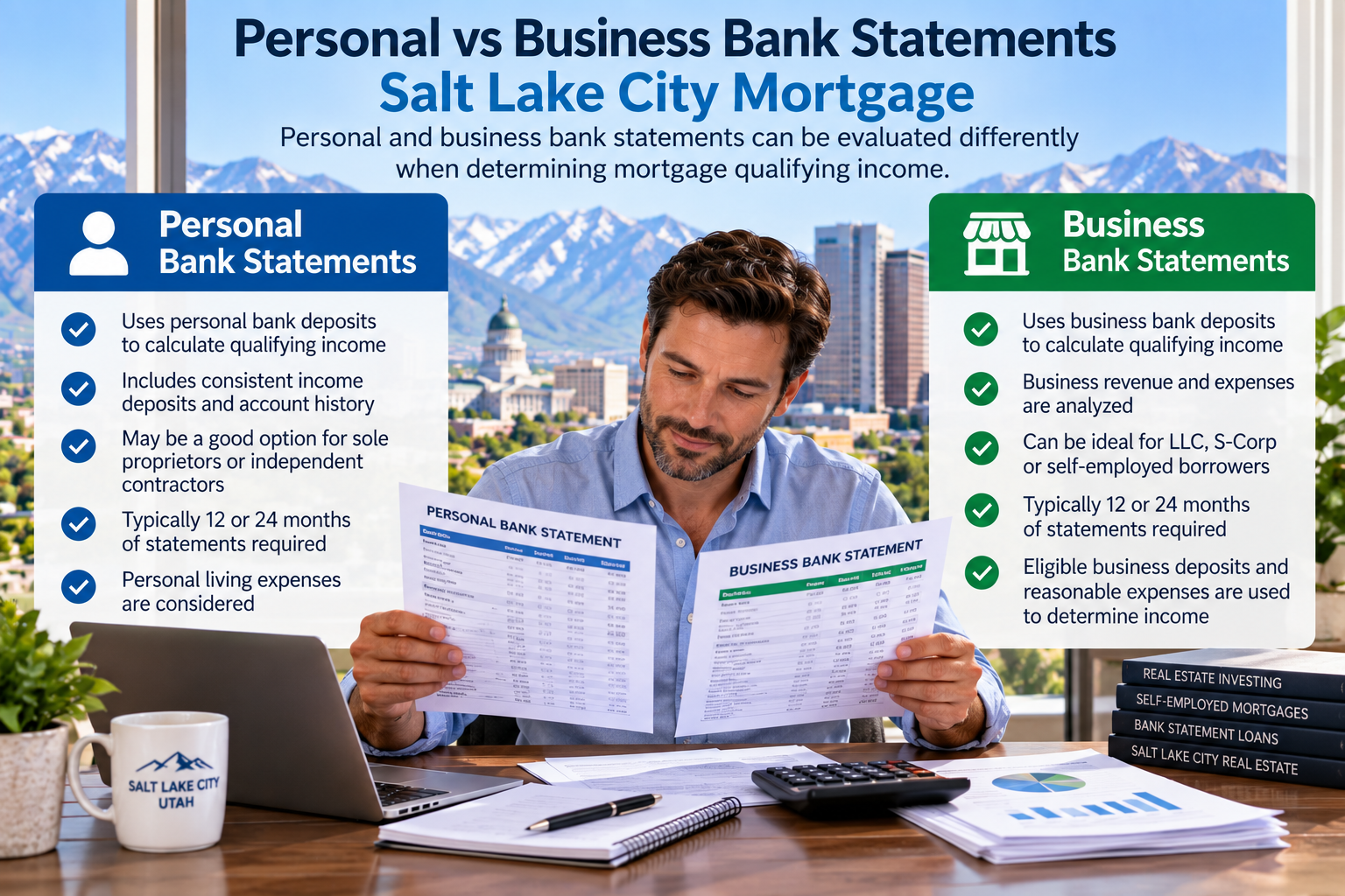 personal vs business bank statements Salt Lake City mortgage
