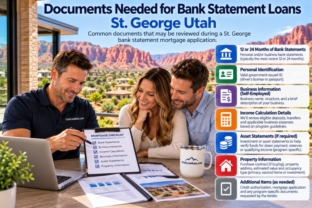 documents needed for bank statement loans St. George Utah
