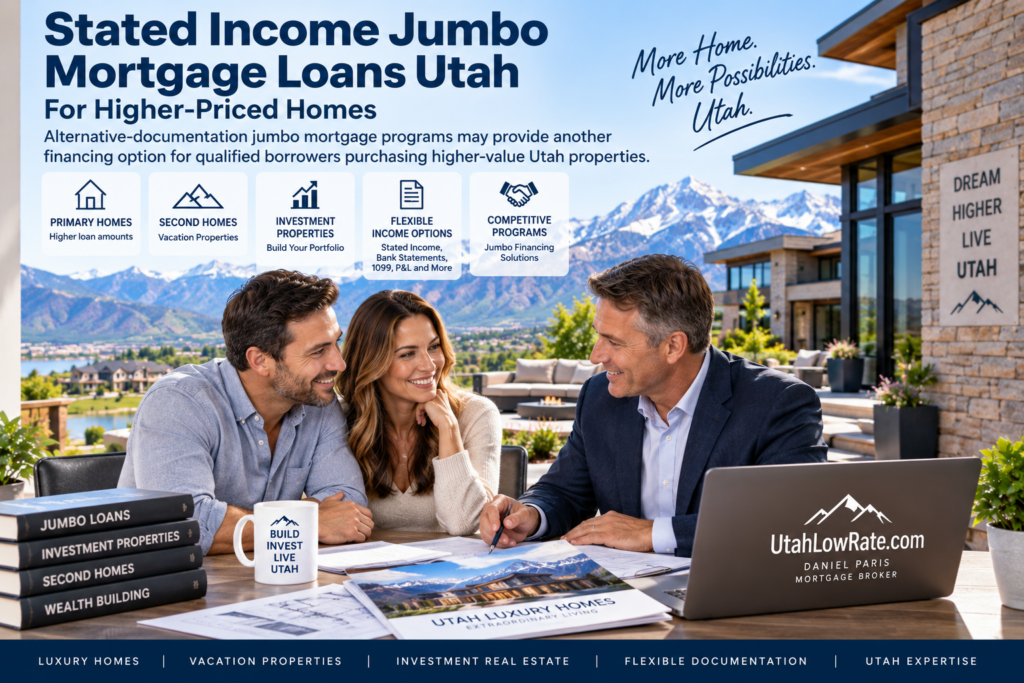 Stated income jumbo mortgage loans Utah for higher-priced homes