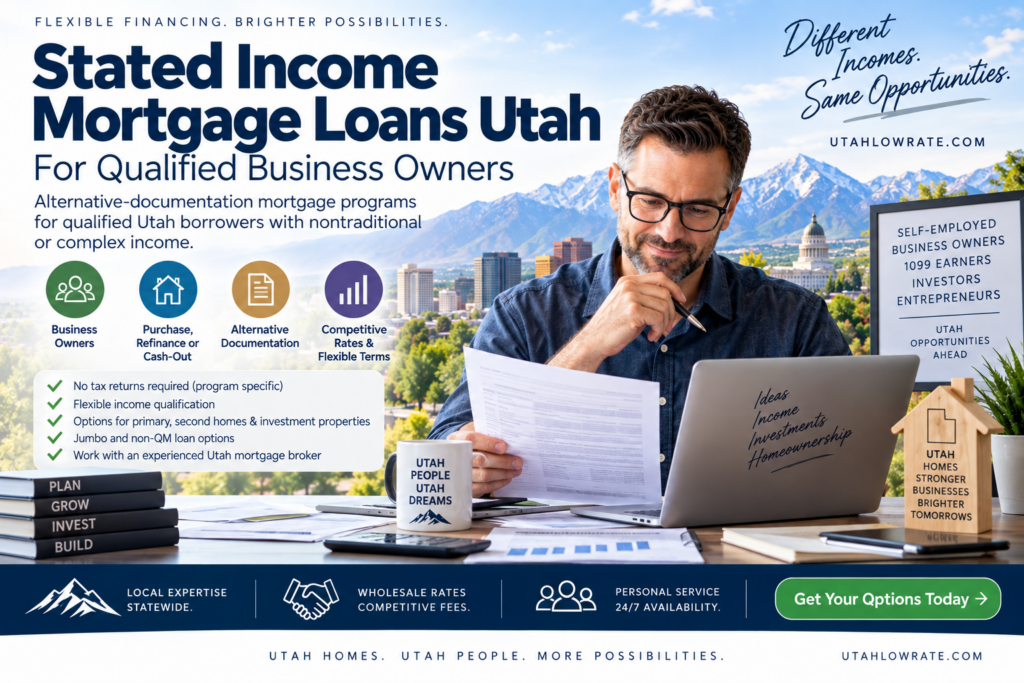 Stated income mortgage loans in Utah for qualified business owners