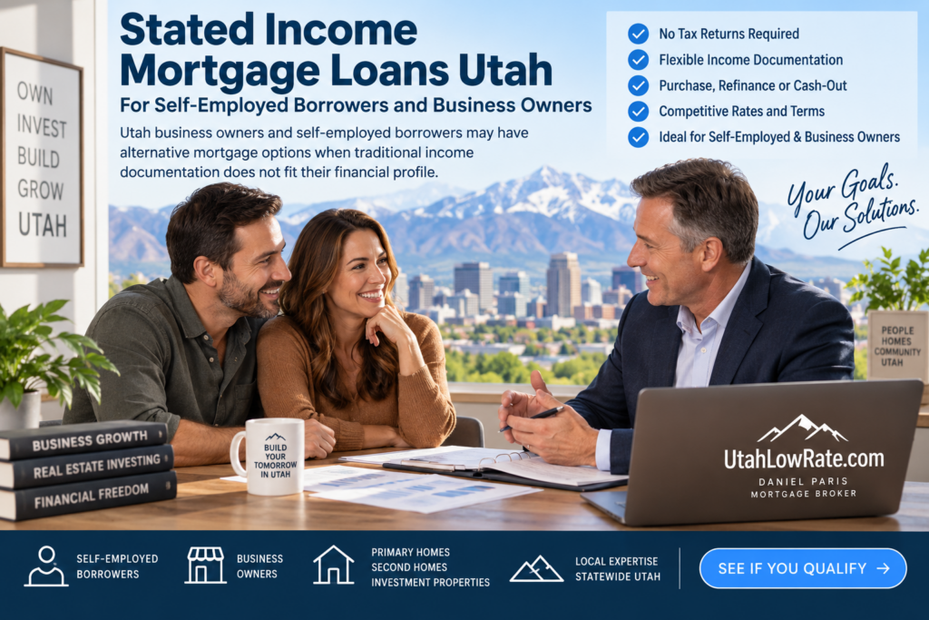 Stated income mortgage loans Utah for self-employed borrowers and business owners