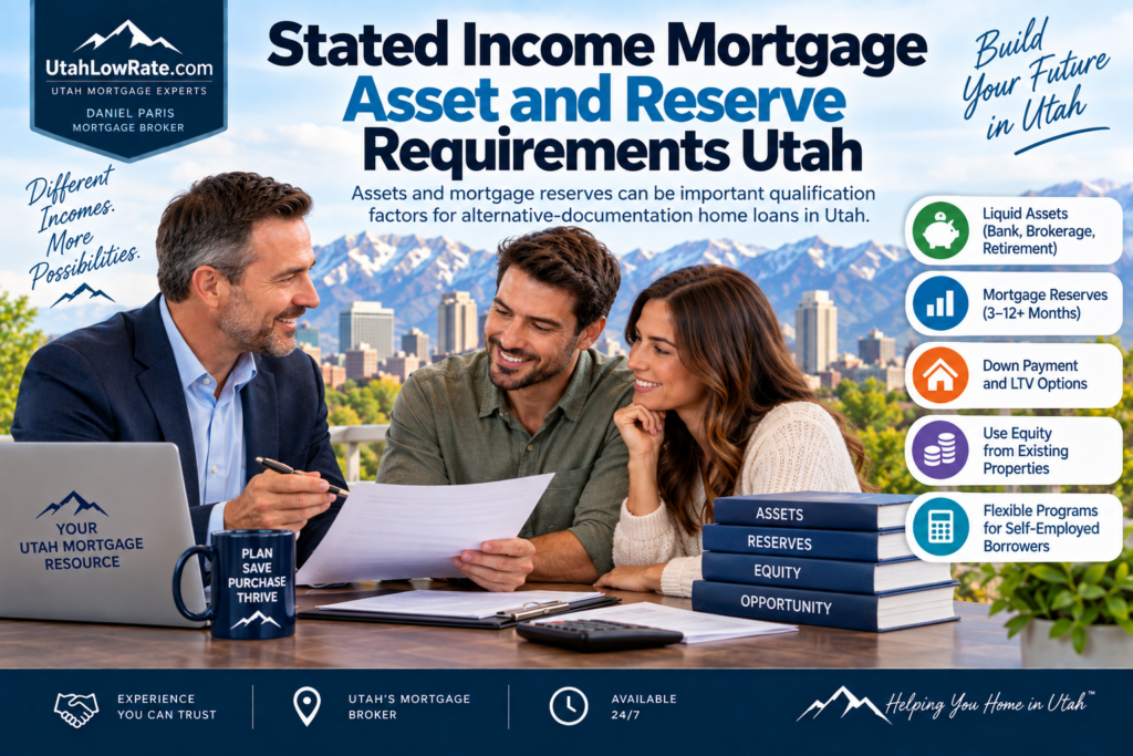 Stated income mortgage asset and reserve requirements Utah