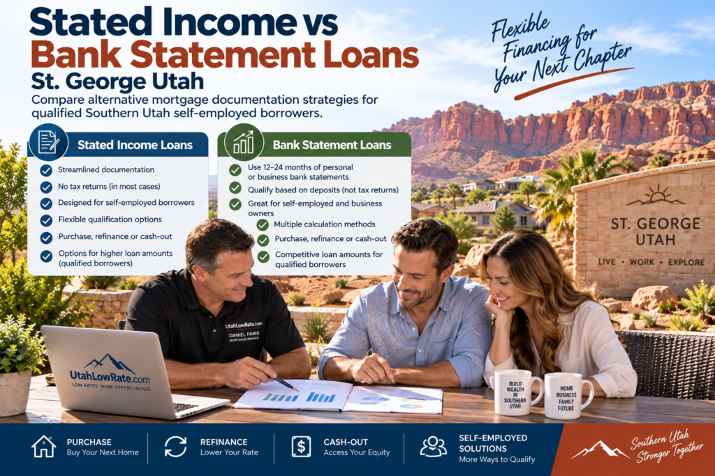 Stated income vs bank statement loans St George Utah