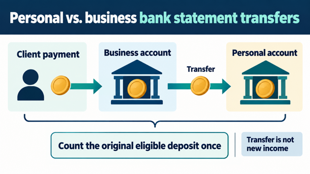 Mortgage broker reviews complete bank statements with personal details obscured