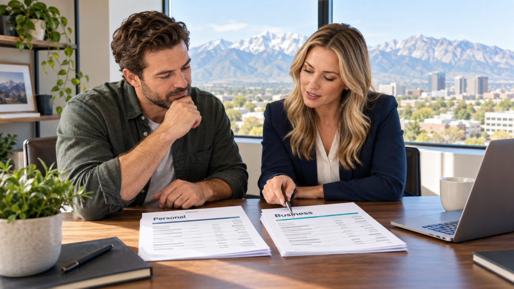 Self-employed borrower reviews Utah bank statement mortgage loan options