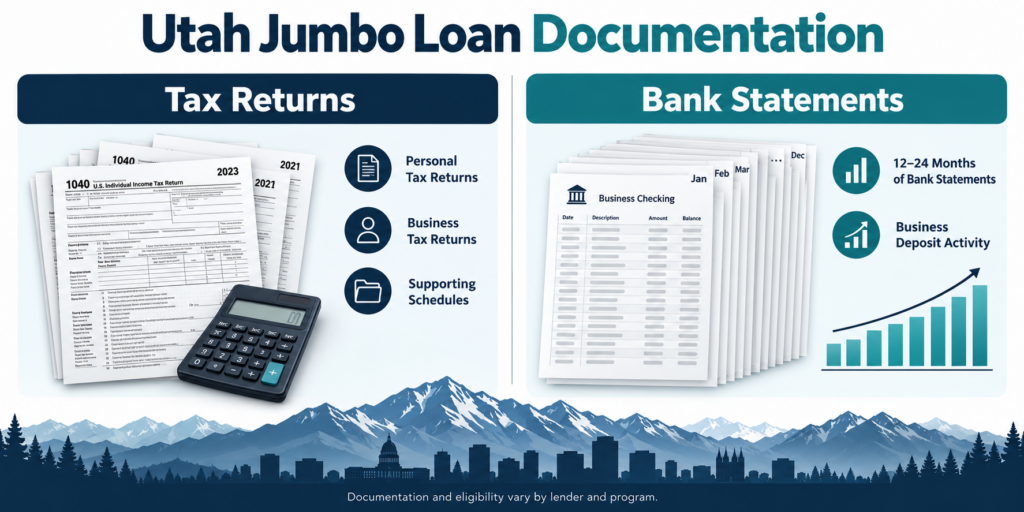 Utah jumbo bank statement loan documentation comparison