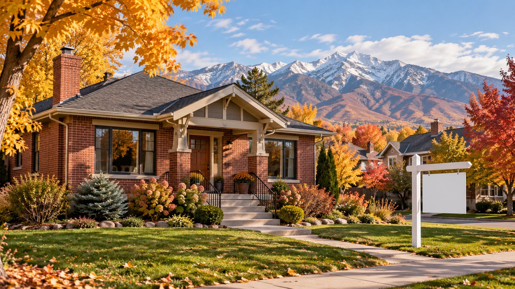 An autumn bungalow with mountains illustrates a Salt Lake City Utah home buying strategy.